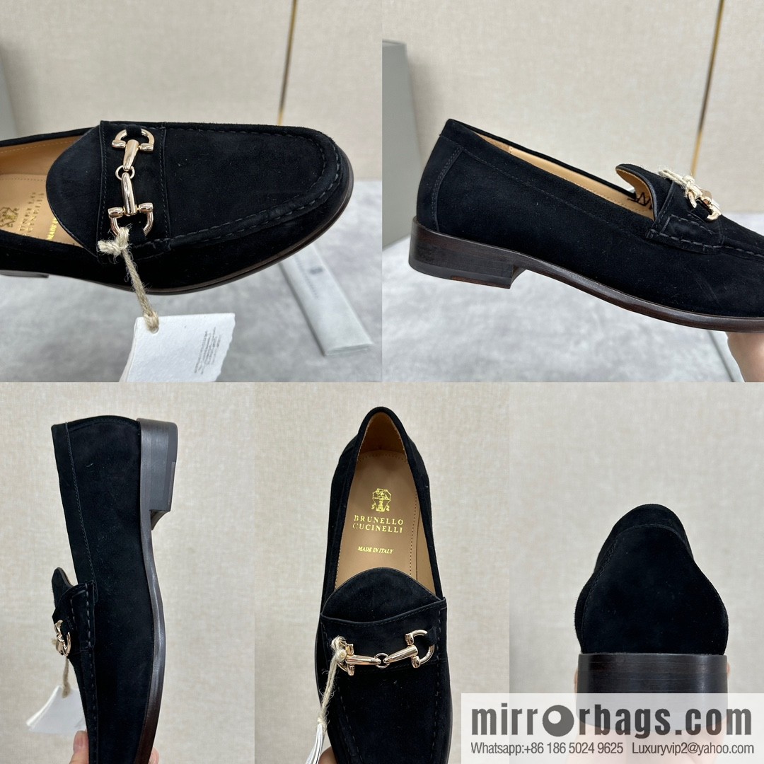 ππBC's new Brunello Cucinell * horseback buckle calfskin suede moccasins
