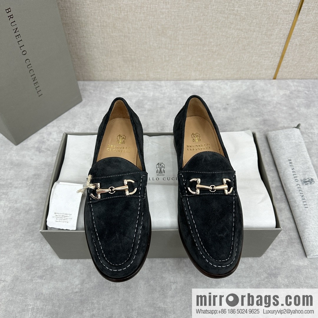 ππBC's new Brunello Cucinell * horseback buckle calfskin suede moccasins