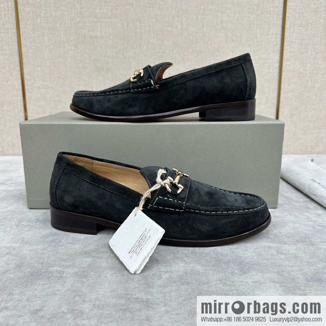 ππBC's new Brunello Cucinell * horseback buckle calfskin suede moccasins