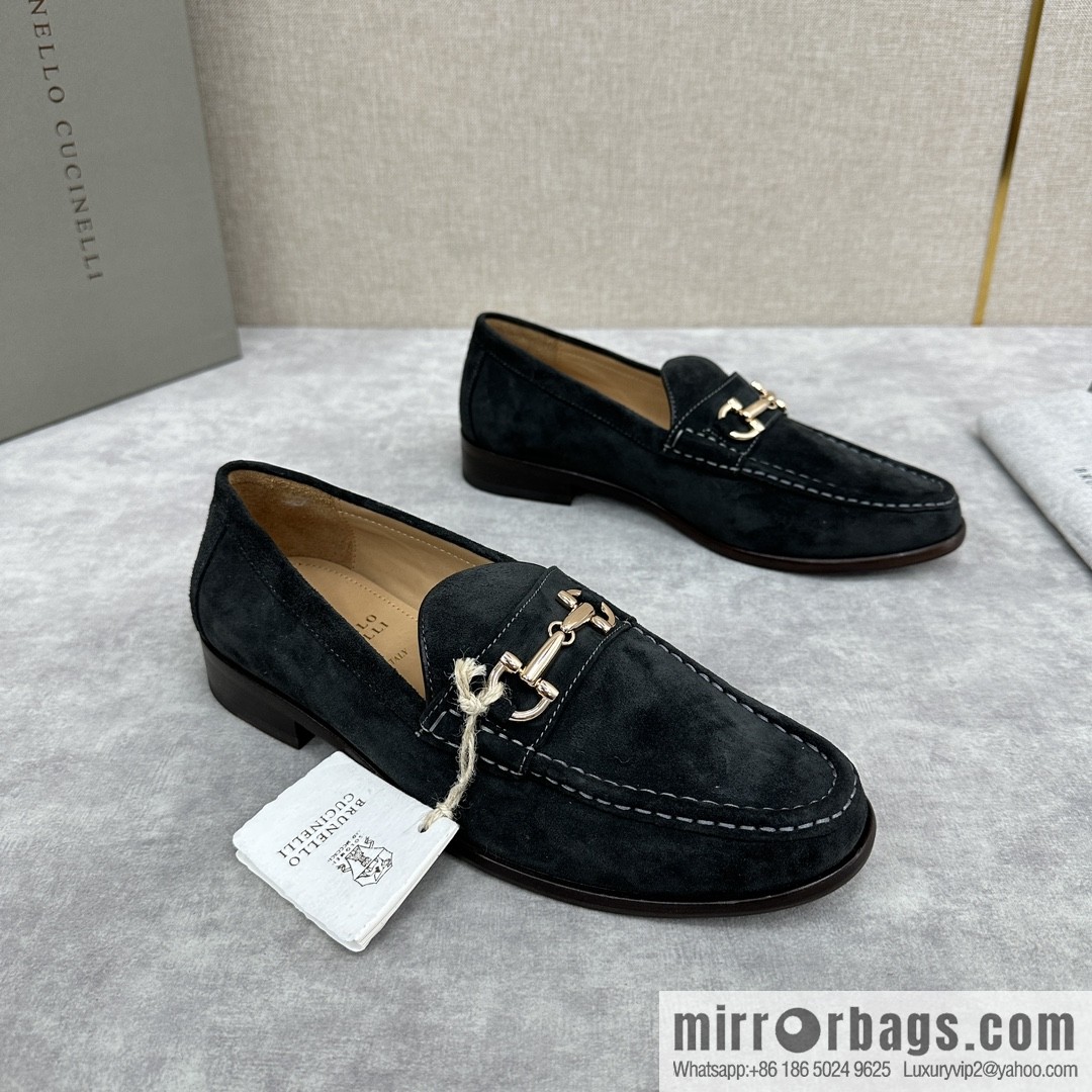 ππBC's new Brunello Cucinell * horseback buckle calfskin suede moccasins