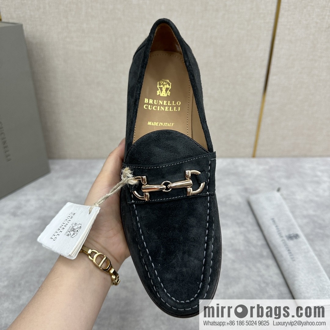 ππBC's new Brunello Cucinell * horseback buckle calfskin suede moccasins