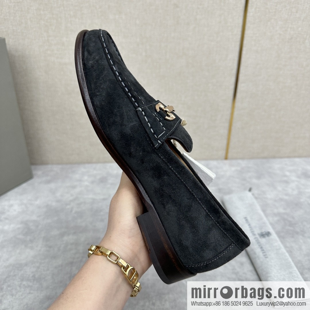 ππBC's new Brunello Cucinell * horseback buckle calfskin suede moccasins
