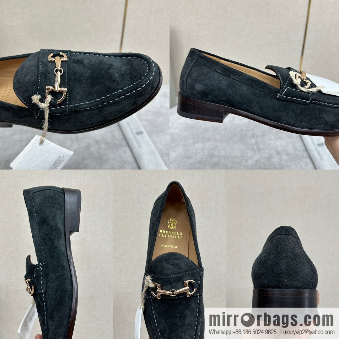 ππBC's new Brunello Cucinell * horseback buckle calfskin suede moccasins