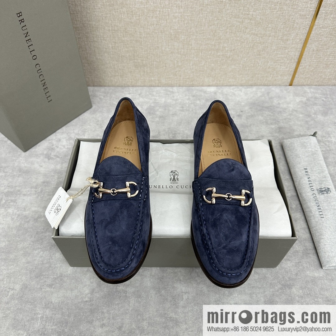 ππBC's new Brunello Cucinell * horseback buckle calfskin suede moccasins