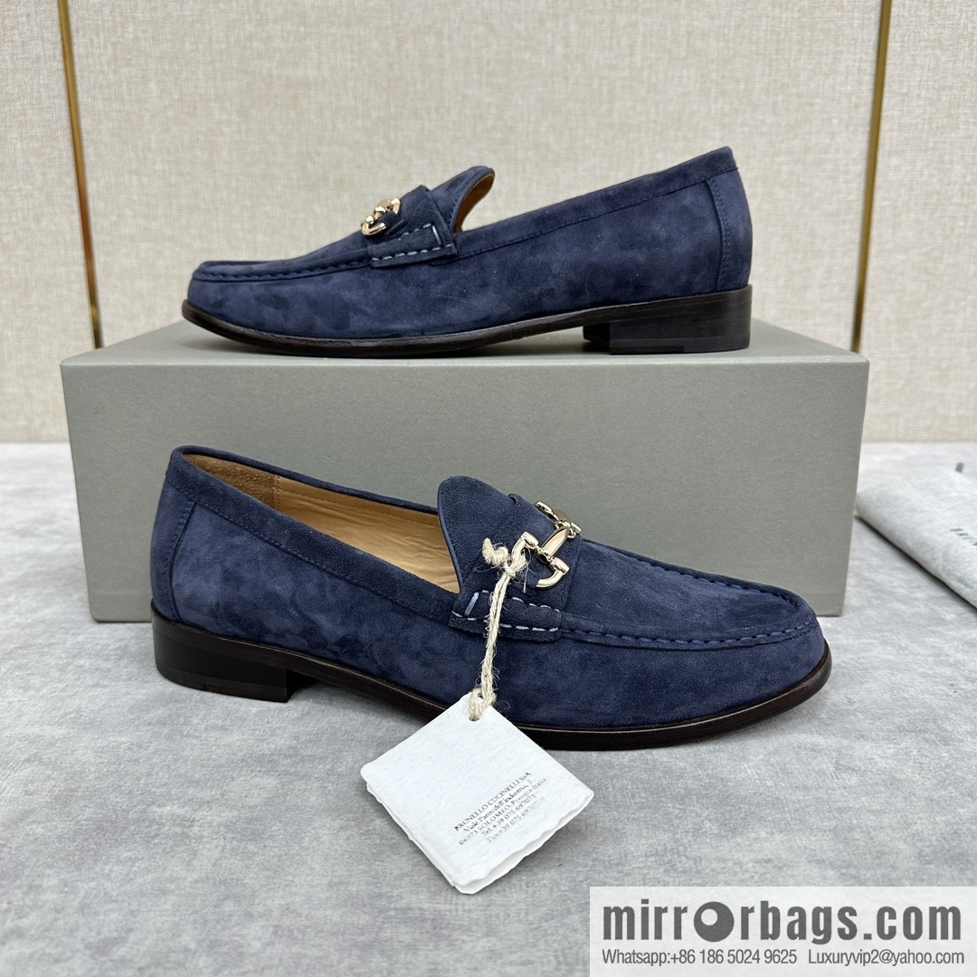 ππBC's new Brunello Cucinell * horseback buckle calfskin suede moccasins