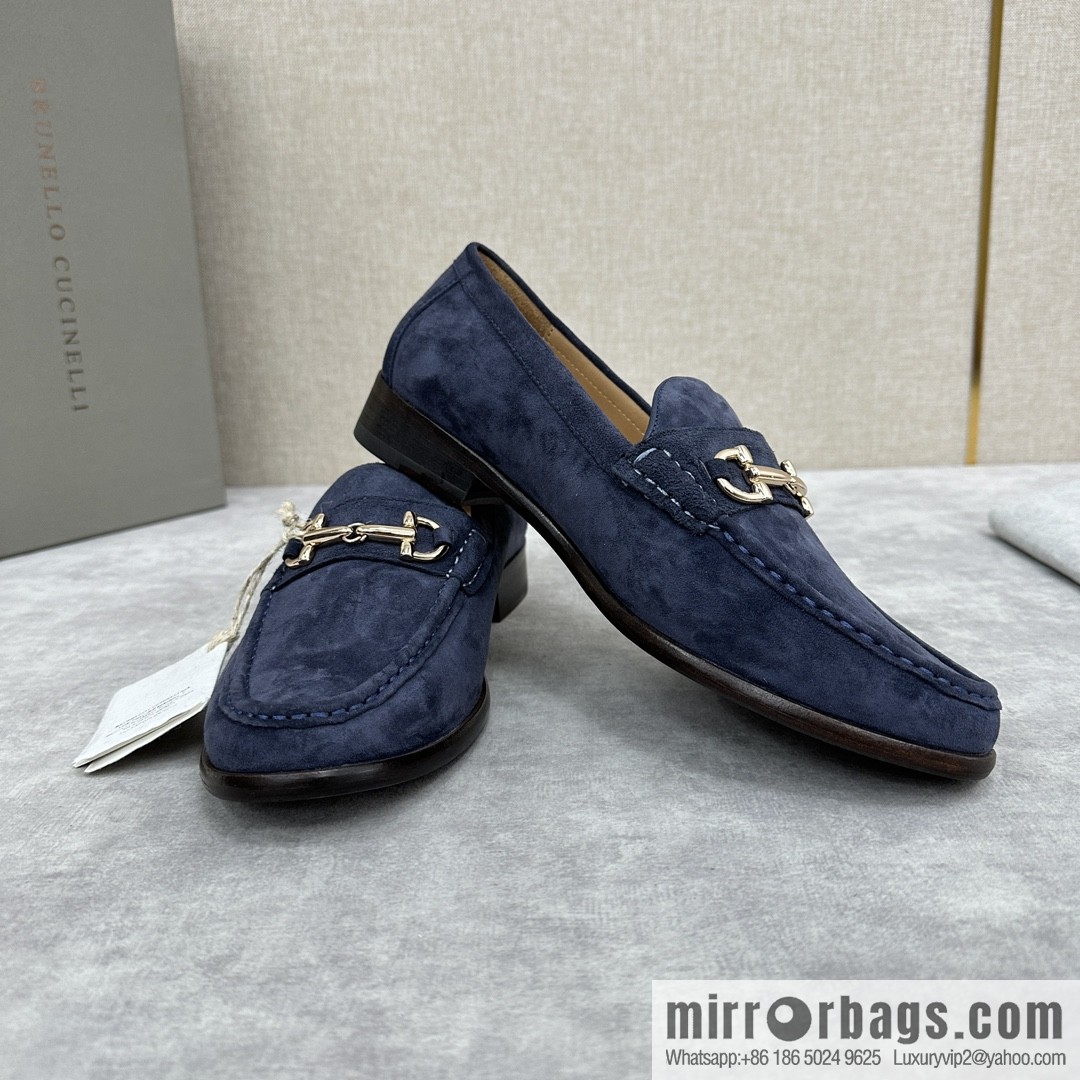ππBC's new Brunello Cucinell * horseback buckle calfskin suede moccasins