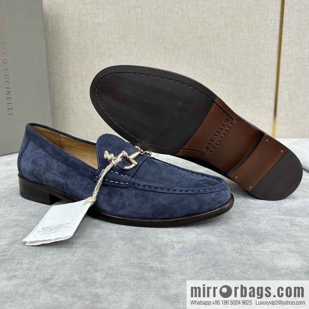 ππBC's new Brunello Cucinell * horseback buckle calfskin suede moccasins