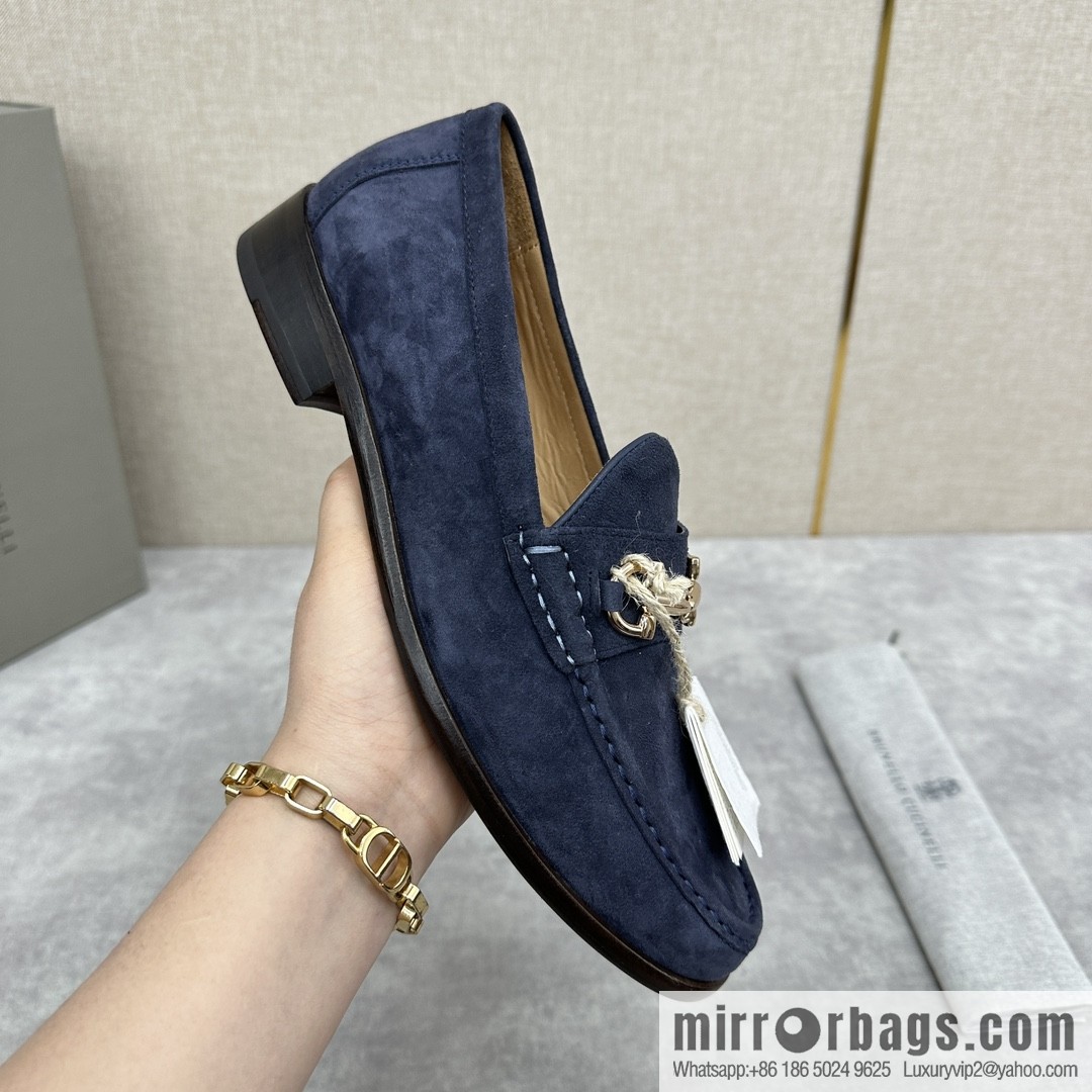 ππBC's new Brunello Cucinell * horseback buckle calfskin suede moccasins