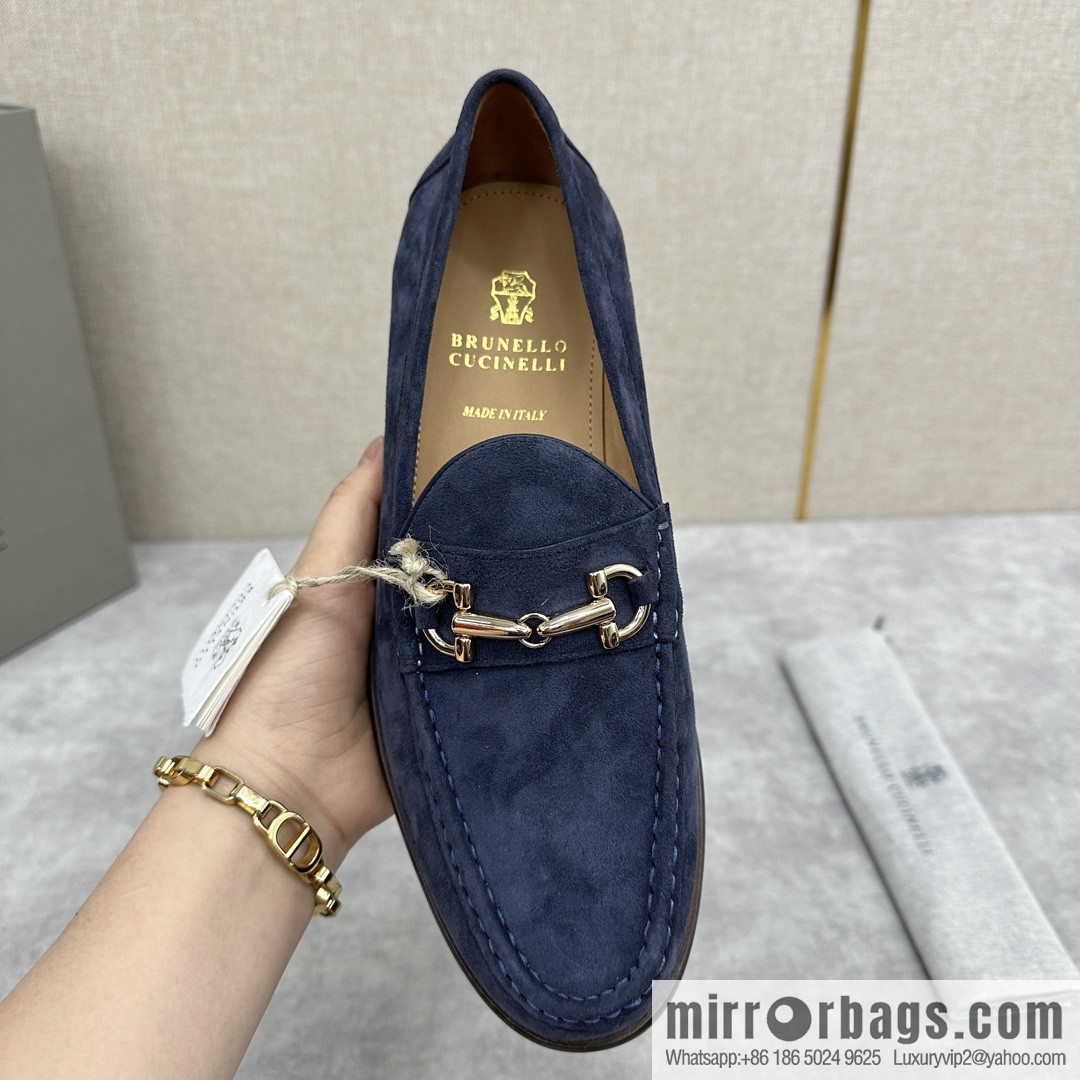 ππBC's new Brunello Cucinell * horseback buckle calfskin suede moccasins