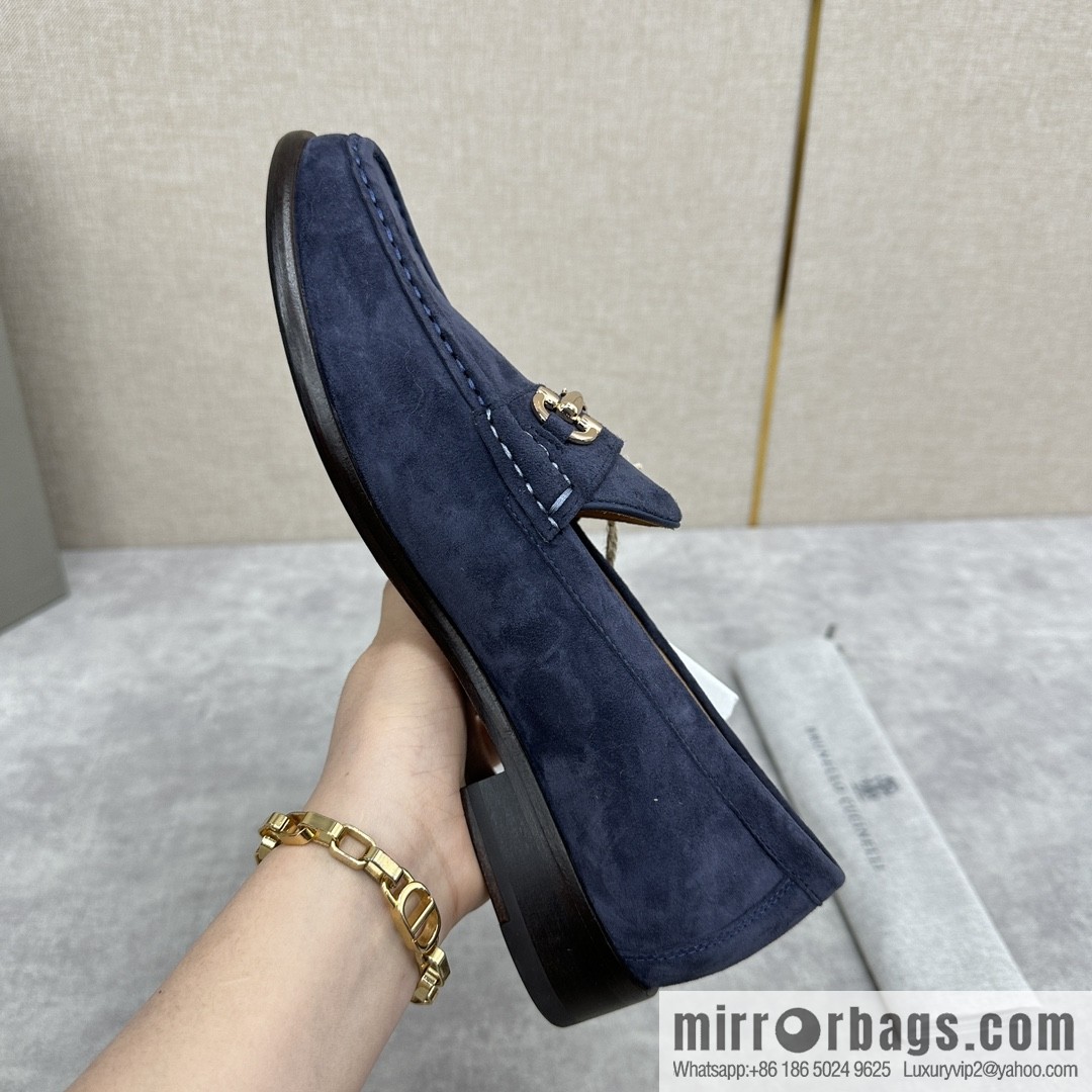 ππBC's new Brunello Cucinell * horseback buckle calfskin suede moccasins