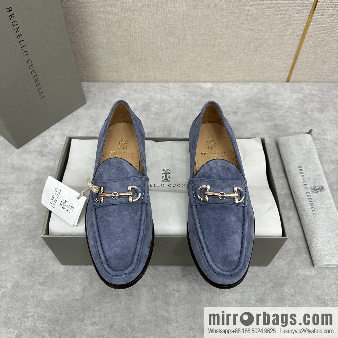 ππBC's new Brunello Cucinell * horseback buckle calfskin suede moccasins