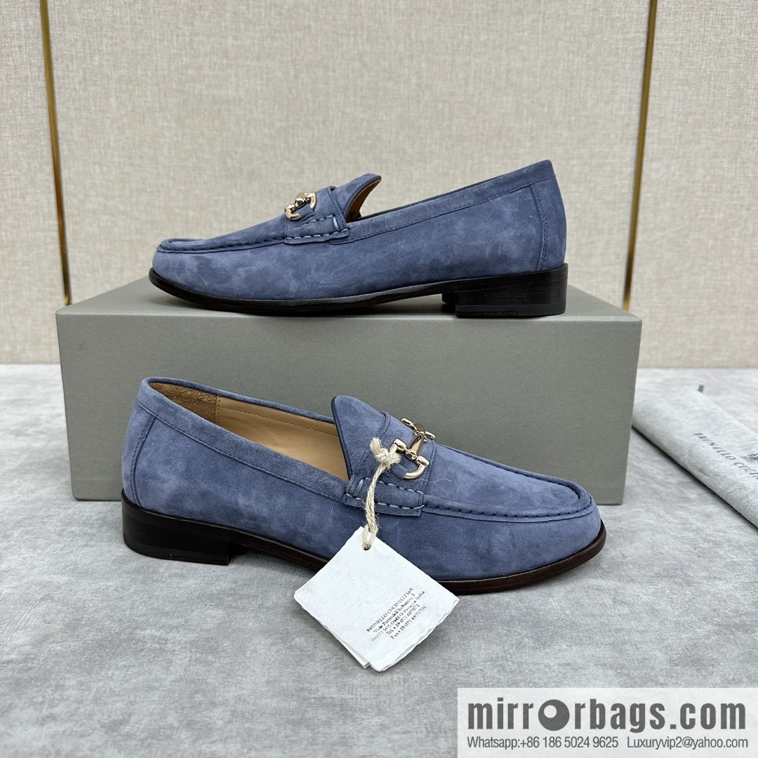 ππBC's new Brunello Cucinell * horseback buckle calfskin suede moccasins