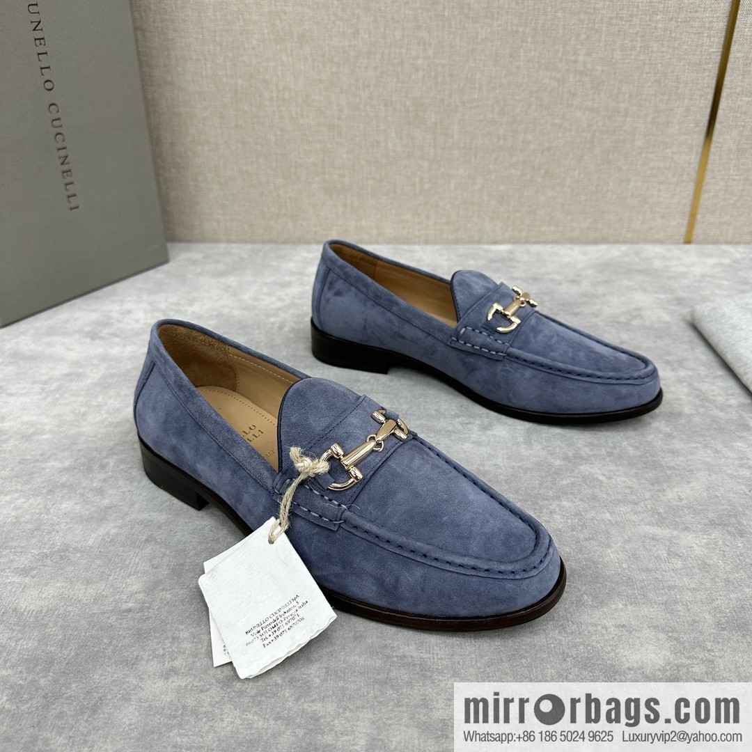 ππBC's new Brunello Cucinell * horseback buckle calfskin suede moccasins