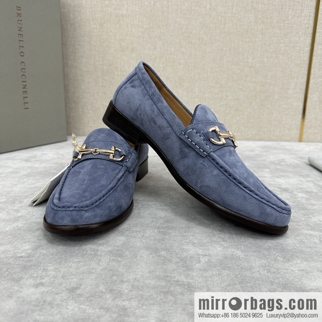 ππBC's new Brunello Cucinell * horseback buckle calfskin suede moccasins