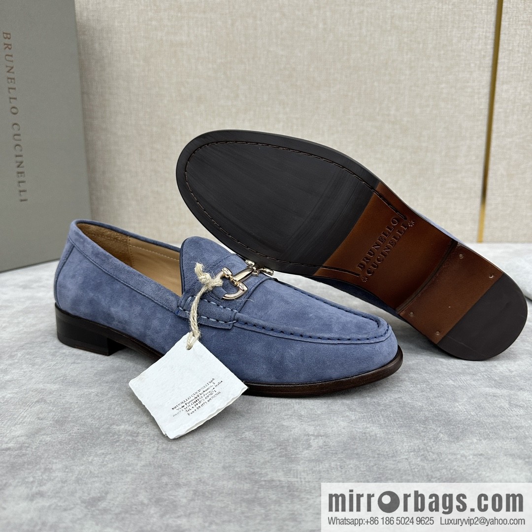 ππBC's new Brunello Cucinell * horseback buckle calfskin suede moccasins