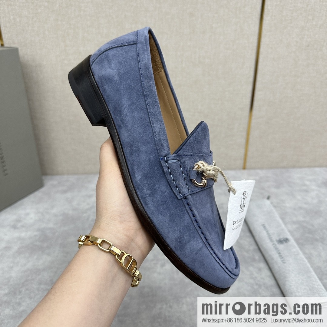ππBC's new Brunello Cucinell * horseback buckle calfskin suede moccasins