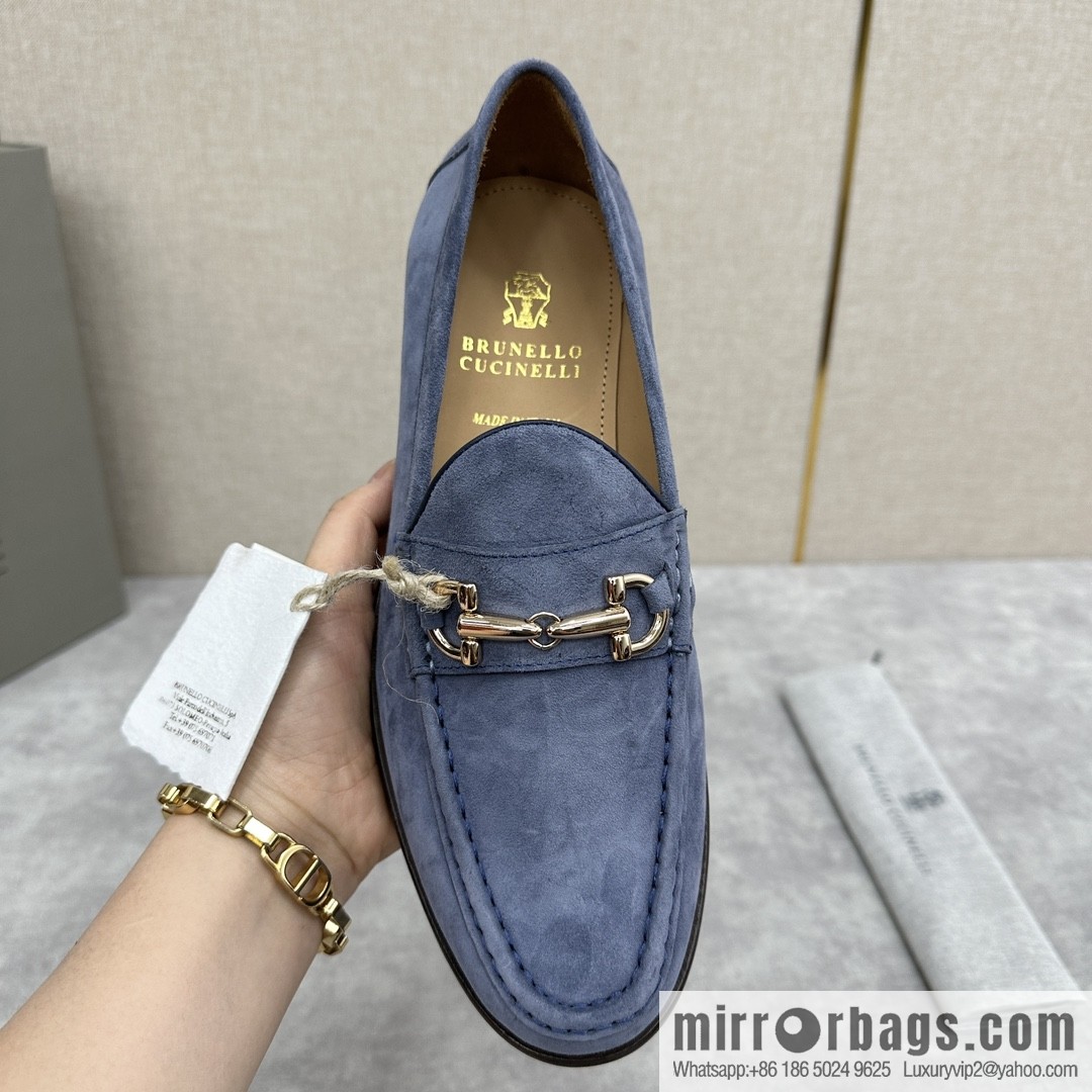ππBC's new Brunello Cucinell * horseback buckle calfskin suede moccasins