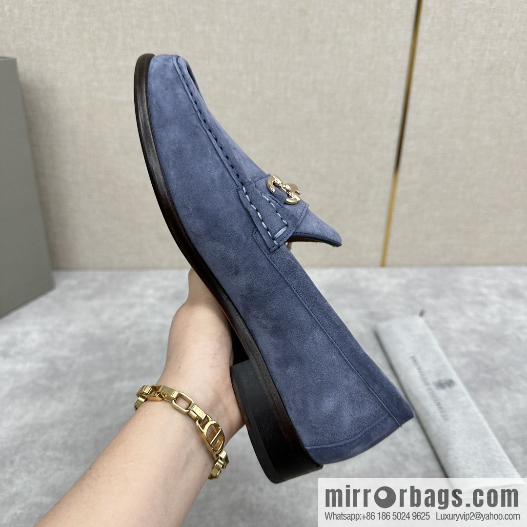 ππBC's new Brunello Cucinell * horseback buckle calfskin suede moccasins