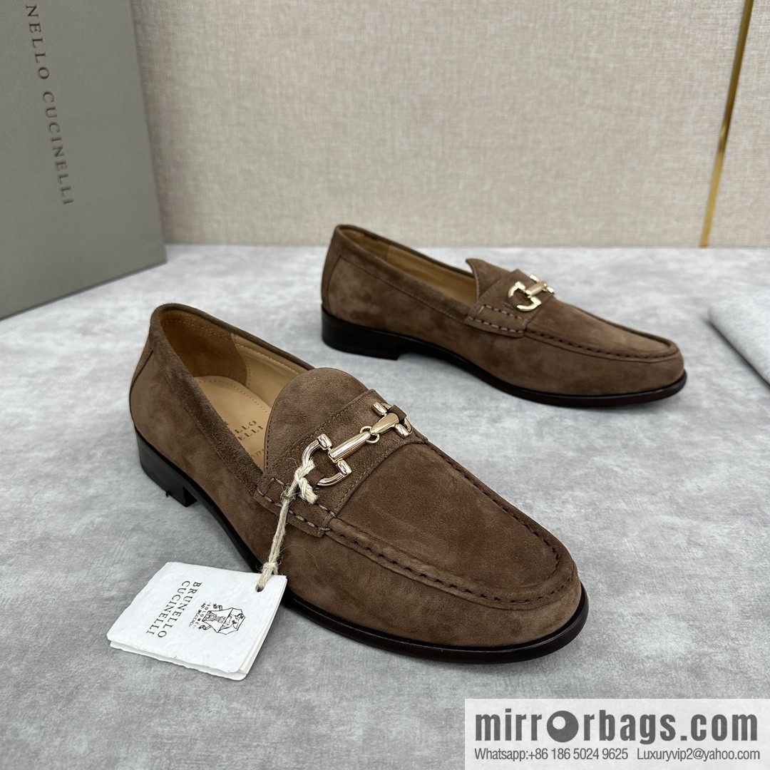 ππBC's new Brunello Cucinell * horseback buckle calfskin suede moccasins