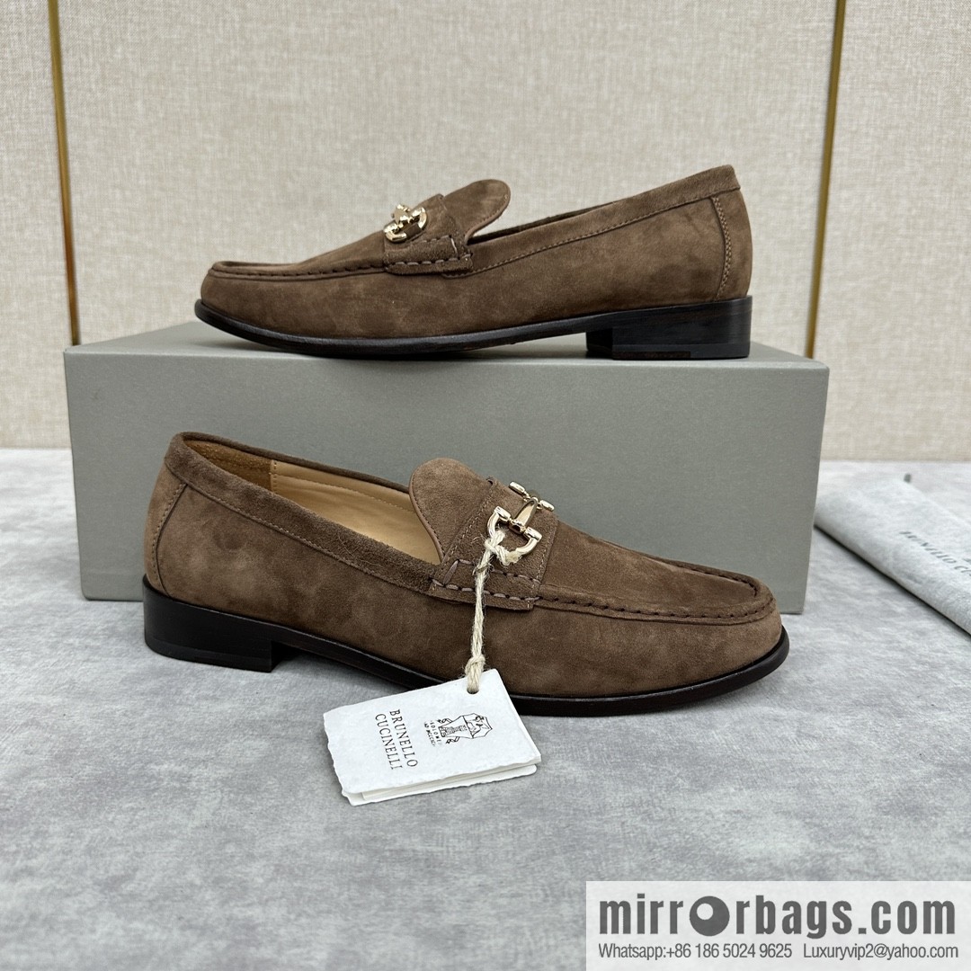 ππBC's new Brunello Cucinell * horseback buckle calfskin suede moccasins