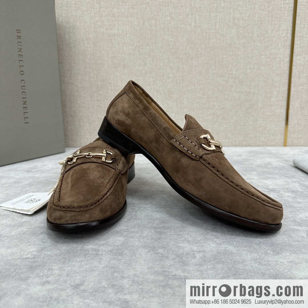 ππBC's new Brunello Cucinell * horseback buckle calfskin suede moccasins