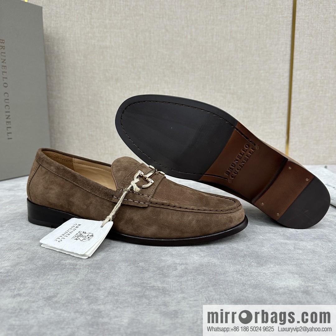 ππBC's new Brunello Cucinell * horseback buckle calfskin suede moccasins