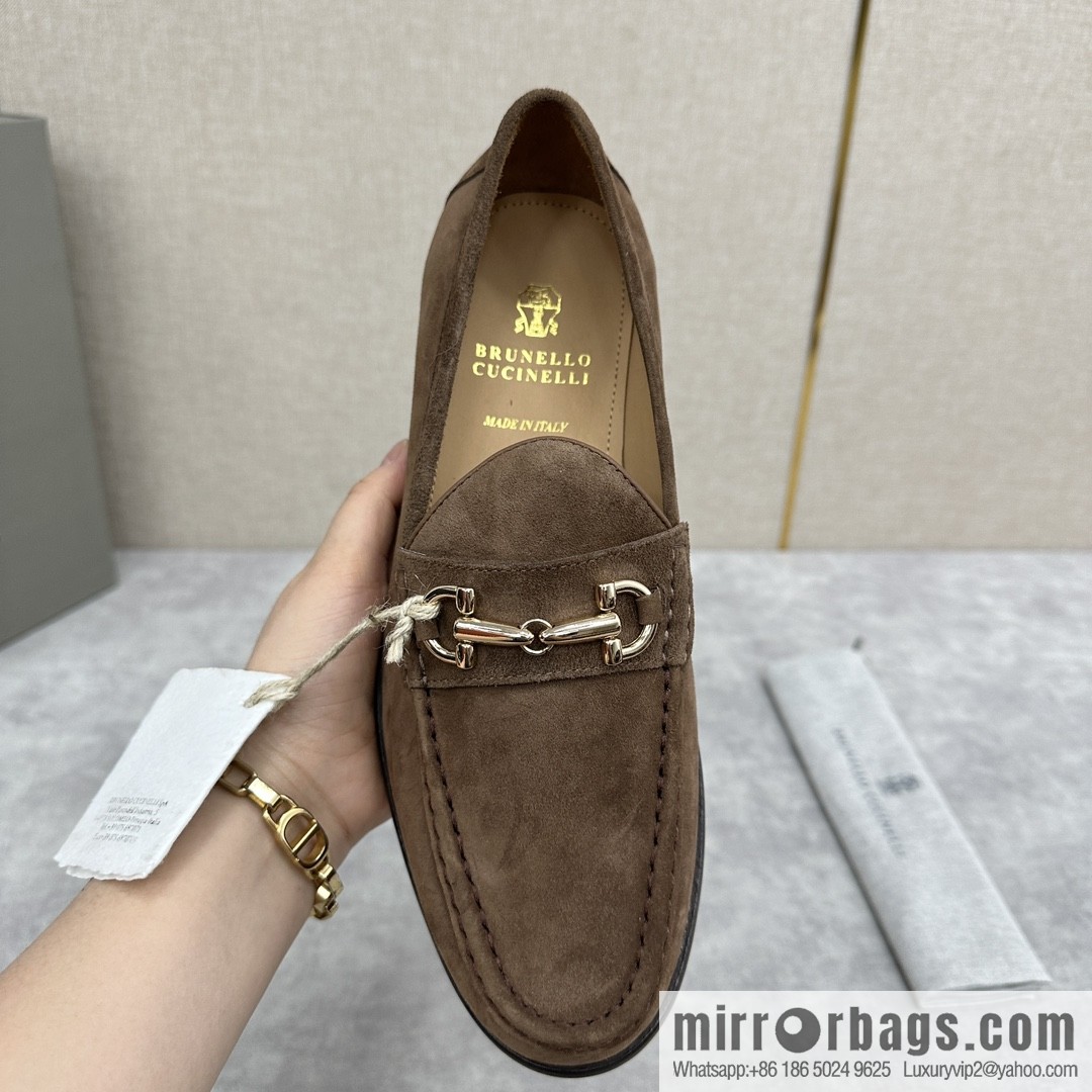 ππBC's new Brunello Cucinell * horseback buckle calfskin suede moccasins