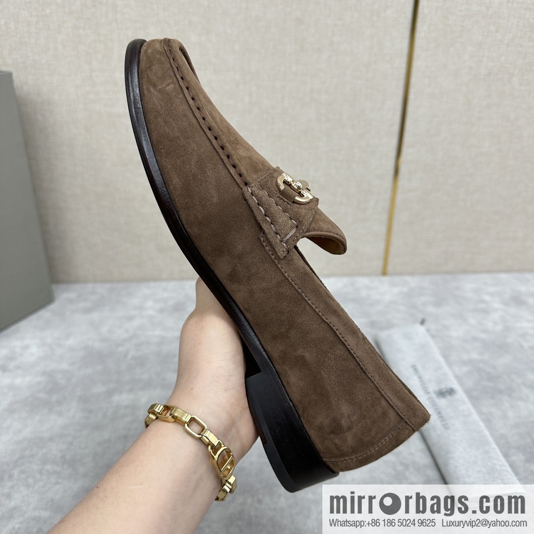 ππBC's new Brunello Cucinell * horseback buckle calfskin suede moccasins
