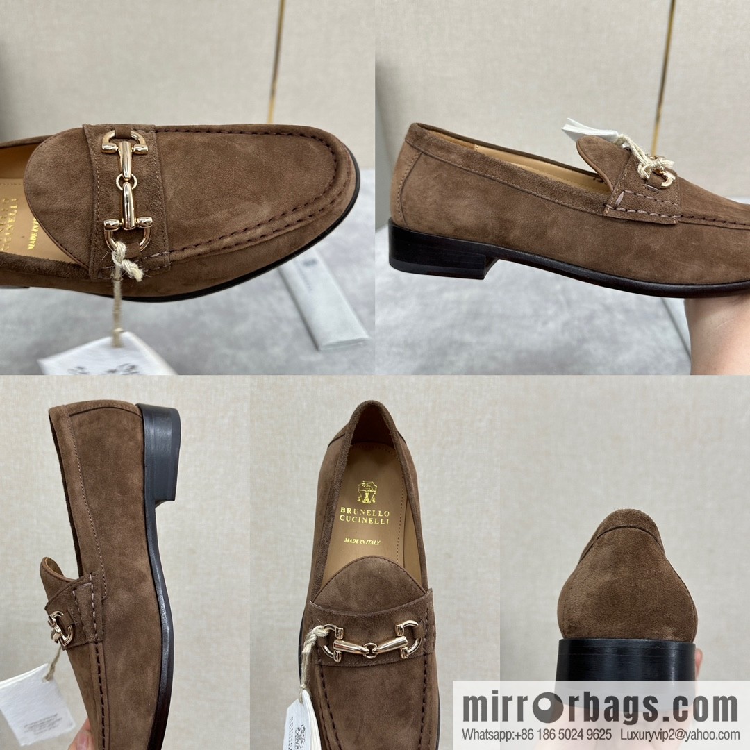 ππBC's new Brunello Cucinell * horseback buckle calfskin suede moccasins