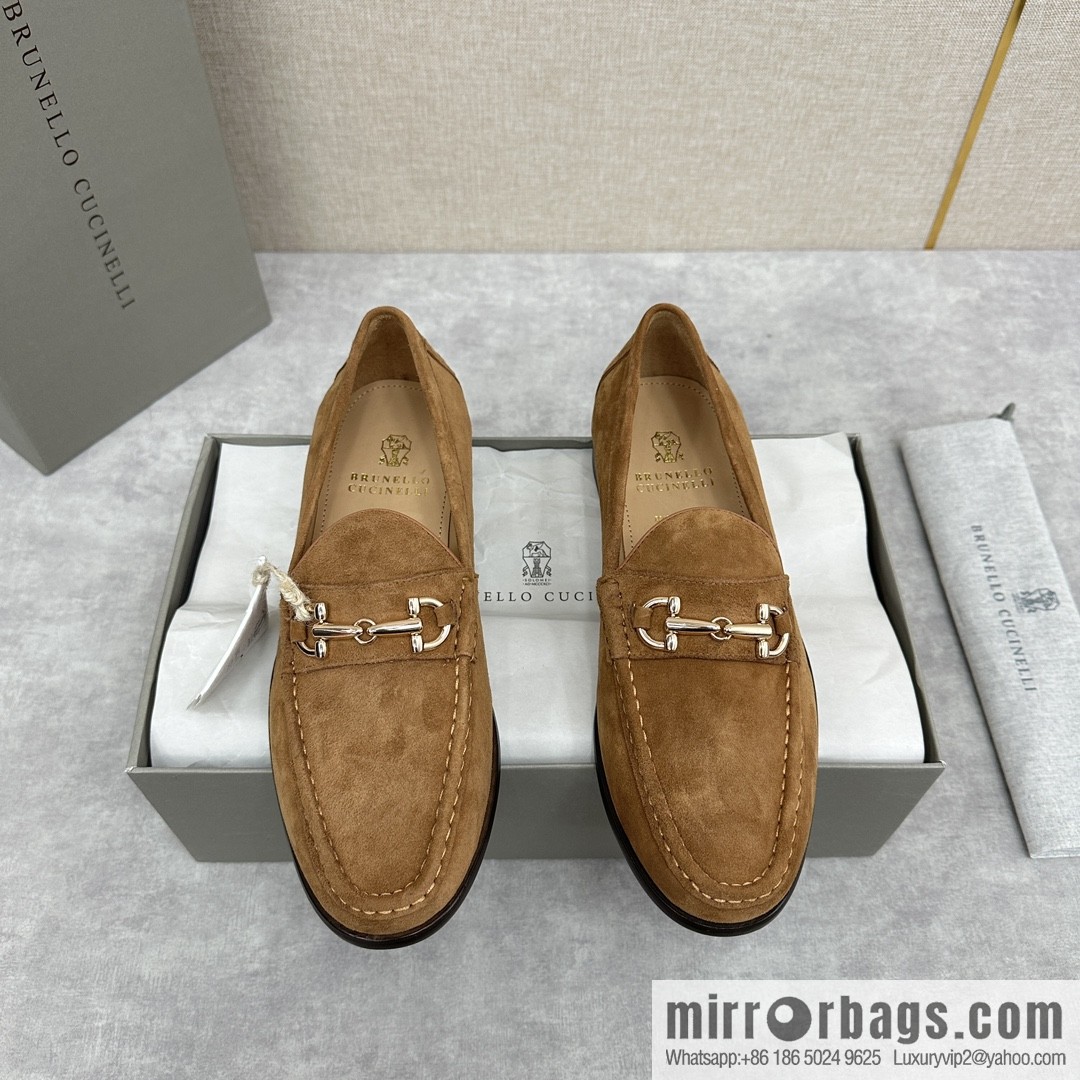 ππBC's new Brunello Cucinell * horseback buckle calfskin suede moccasins