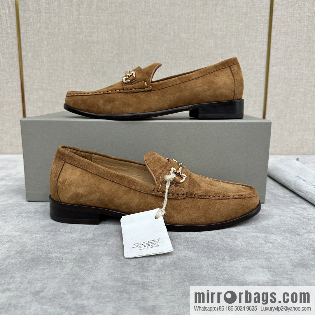 ππBC's new Brunello Cucinell * horseback buckle calfskin suede moccasins