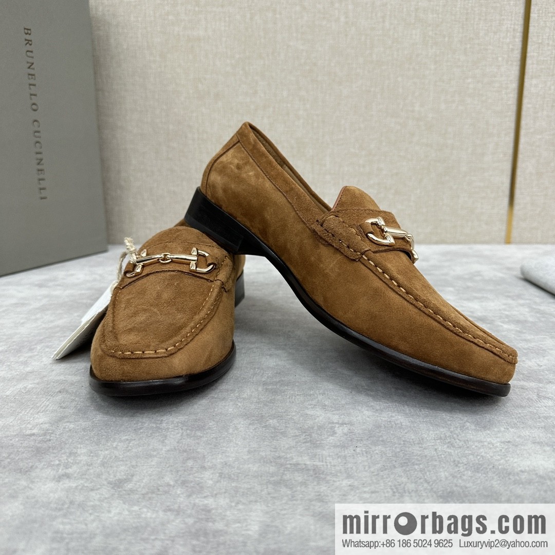 ππBC's new Brunello Cucinell * horseback buckle calfskin suede moccasins