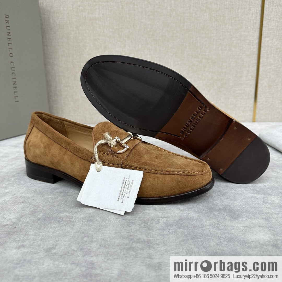 ππBC's new Brunello Cucinell * horseback buckle calfskin suede moccasins