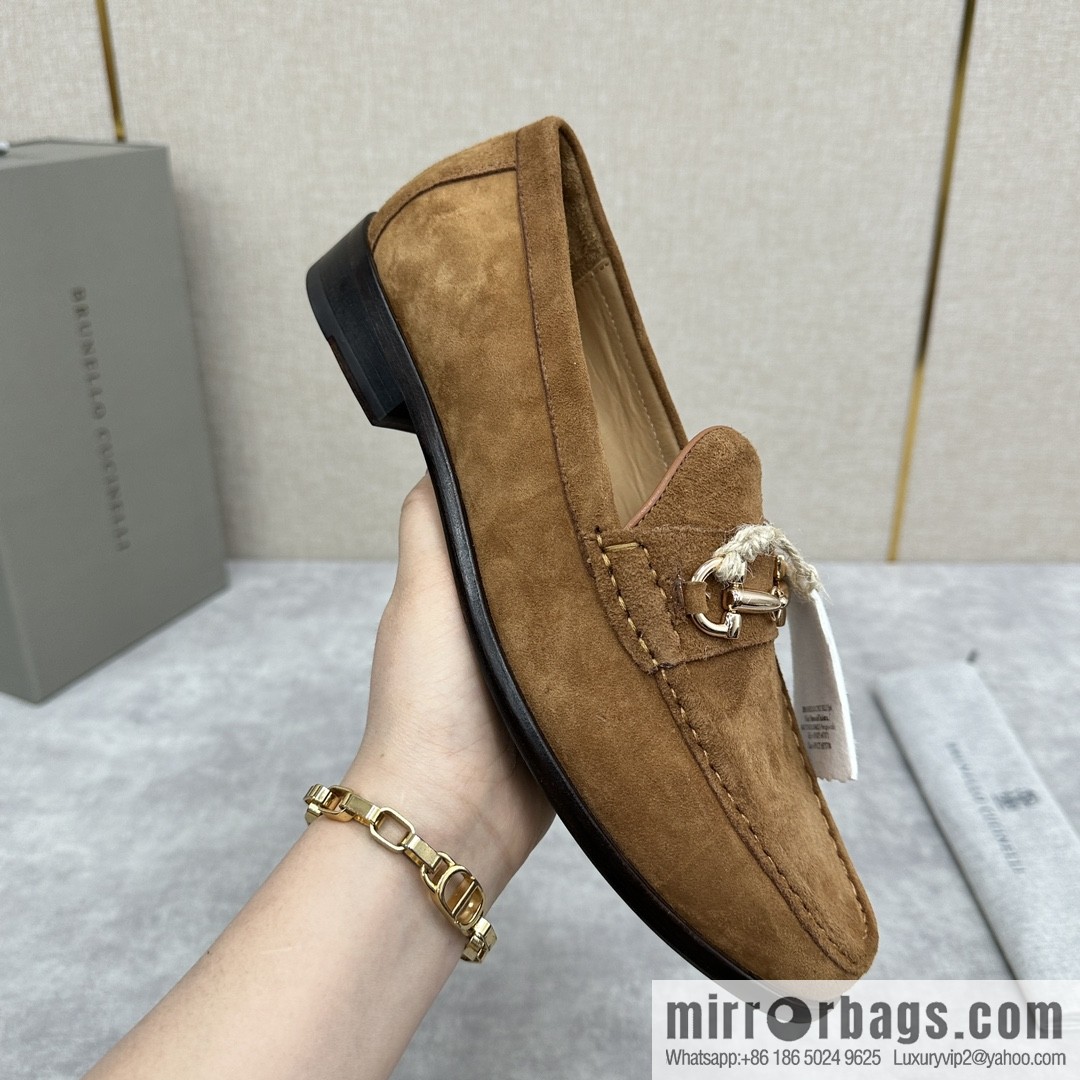 ππBC's new Brunello Cucinell * horseback buckle calfskin suede moccasins