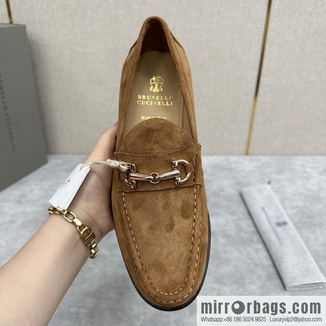 ππBC's new Brunello Cucinell * horseback buckle calfskin suede moccasins