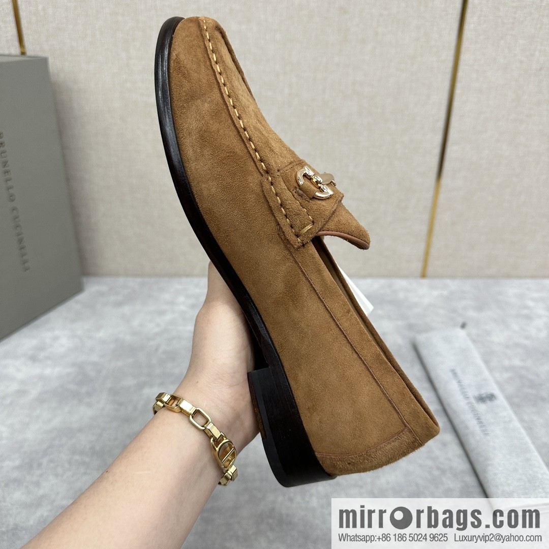ππBC's new Brunello Cucinell * horseback buckle calfskin suede moccasins