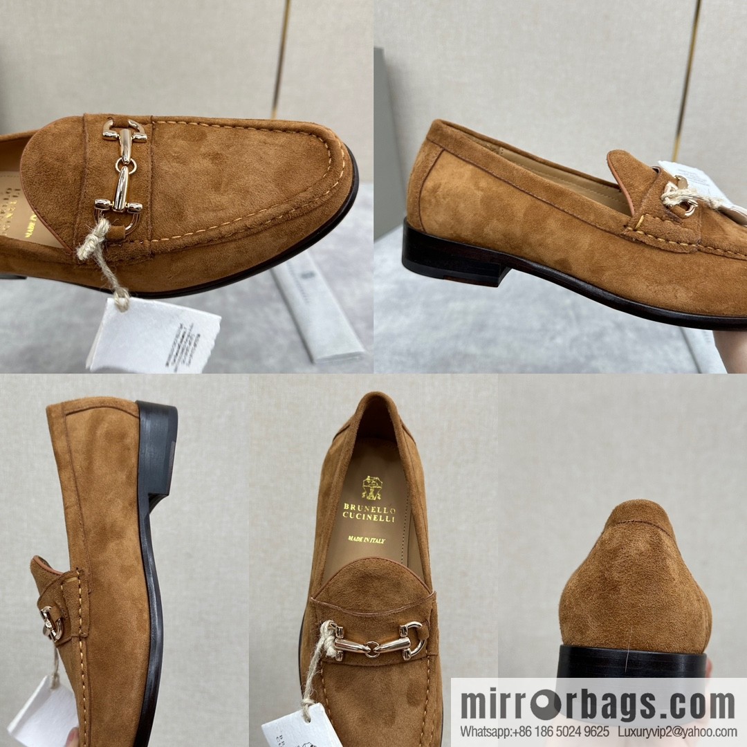 ππBC's new Brunello Cucinell * horseback buckle calfskin suede moccasins