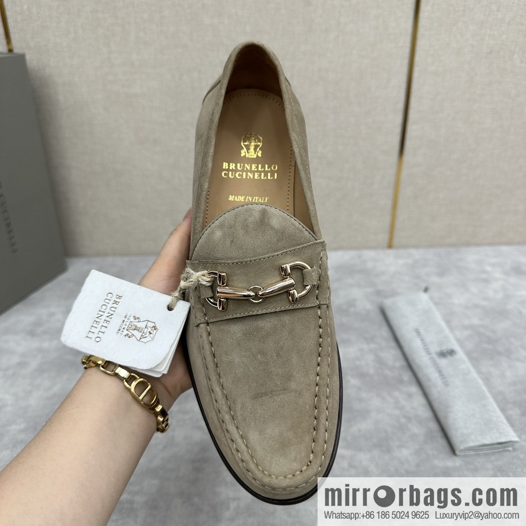 ππBC's new Brunello Cucinell * horseback buckle calfskin suede moccasins