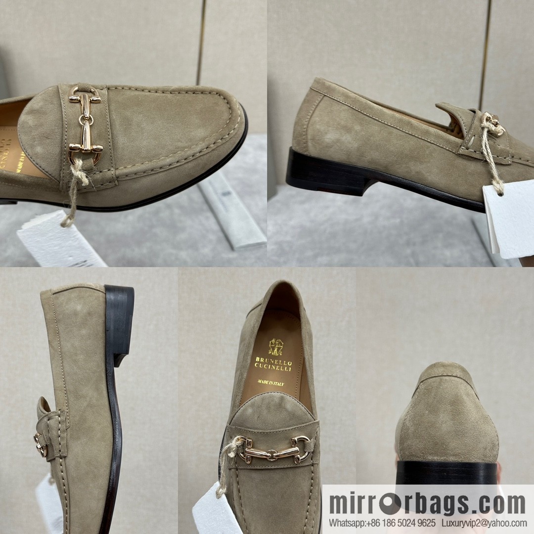 ππBC's new Brunello Cucinell * horseback buckle calfskin suede moccasins
