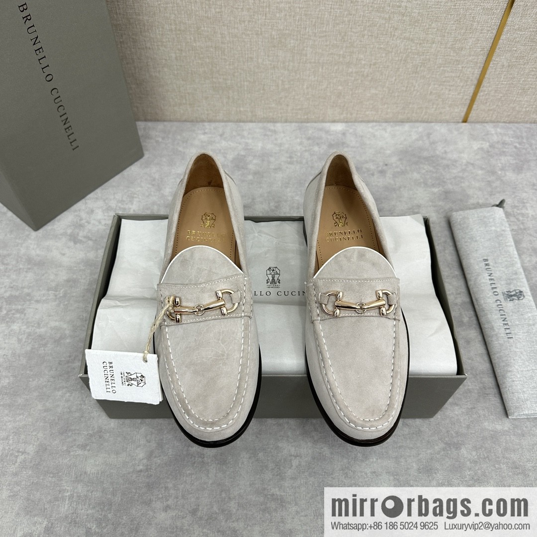 ππBC's new Brunello Cucinell * horseback buckle calfskin suede moccasins
