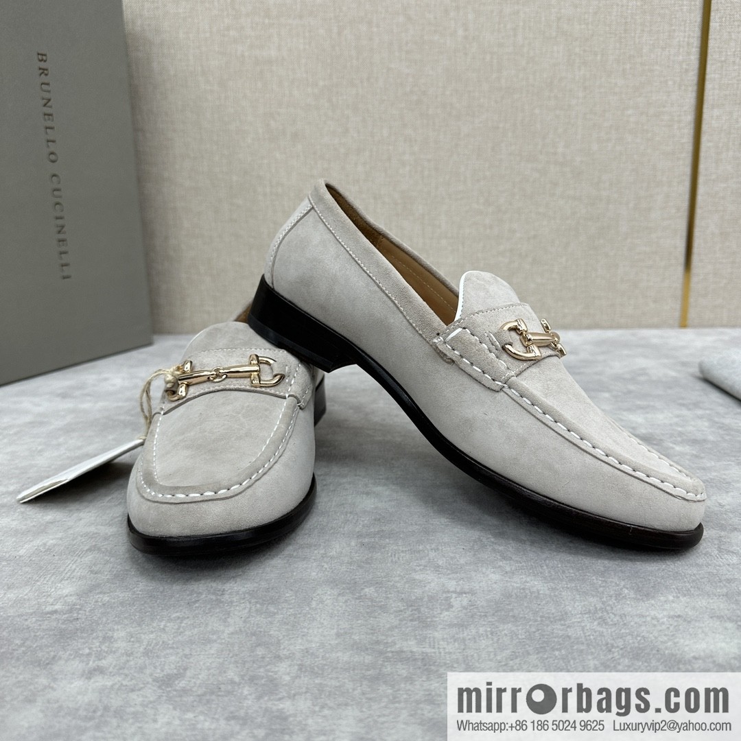 ππBC's new Brunello Cucinell * horseback buckle calfskin suede moccasins