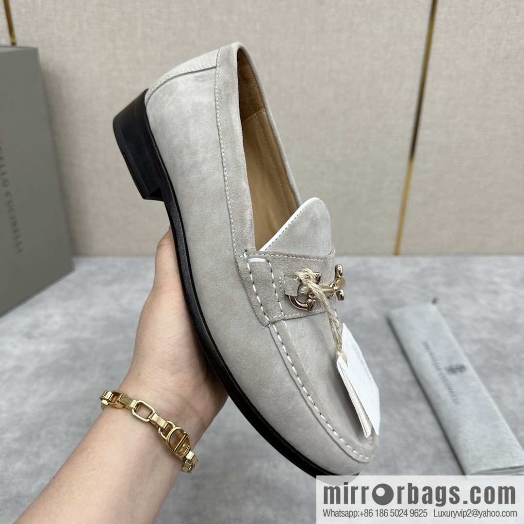 ππBC's new Brunello Cucinell * horseback buckle calfskin suede moccasins