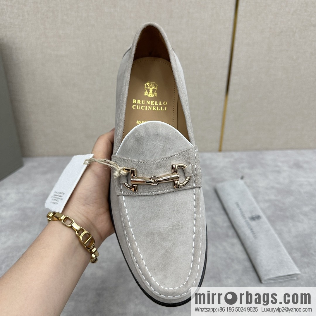 ππBC's new Brunello Cucinell * horseback buckle calfskin suede moccasins
