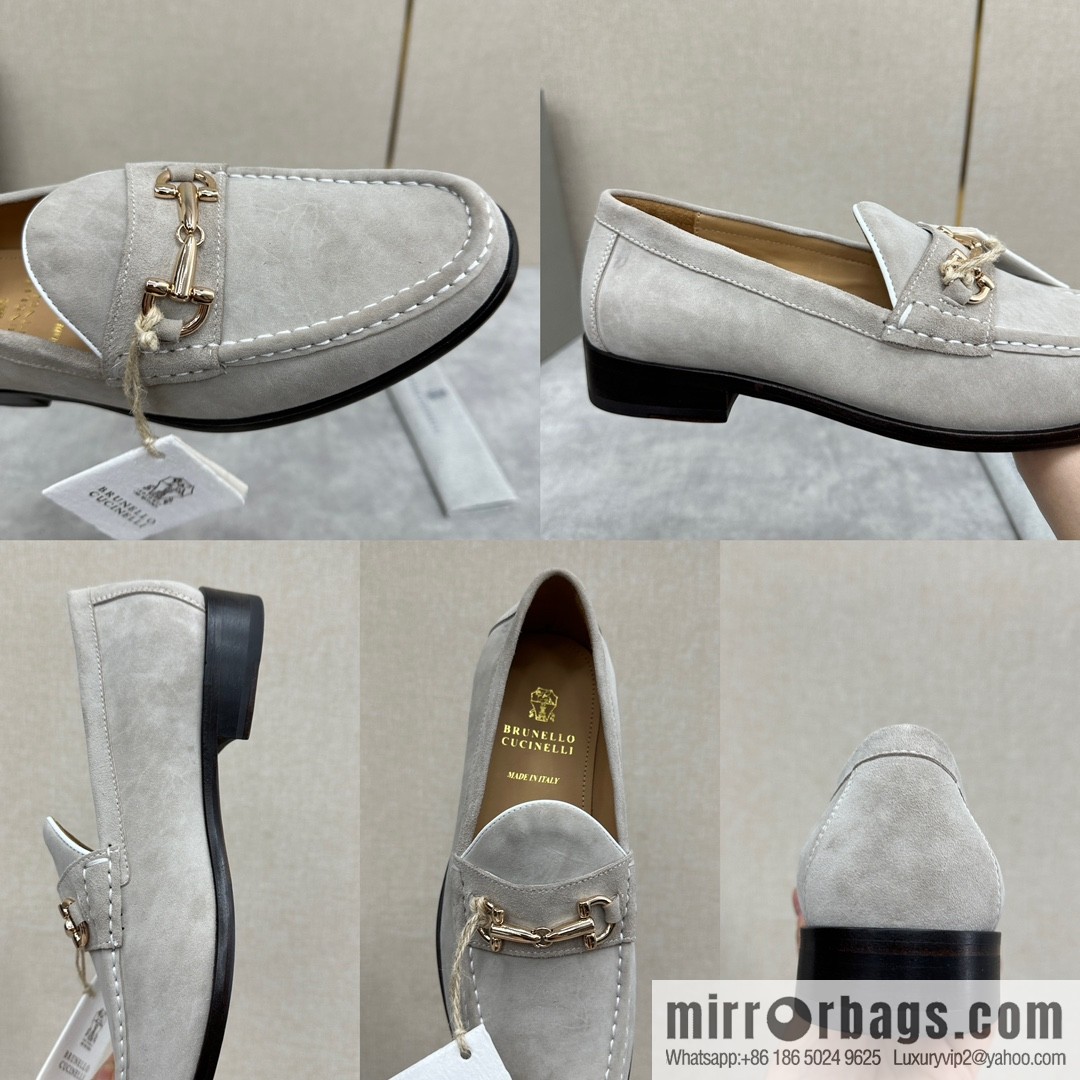 ππBC's new Brunello Cucinell * horseback buckle calfskin suede moccasins