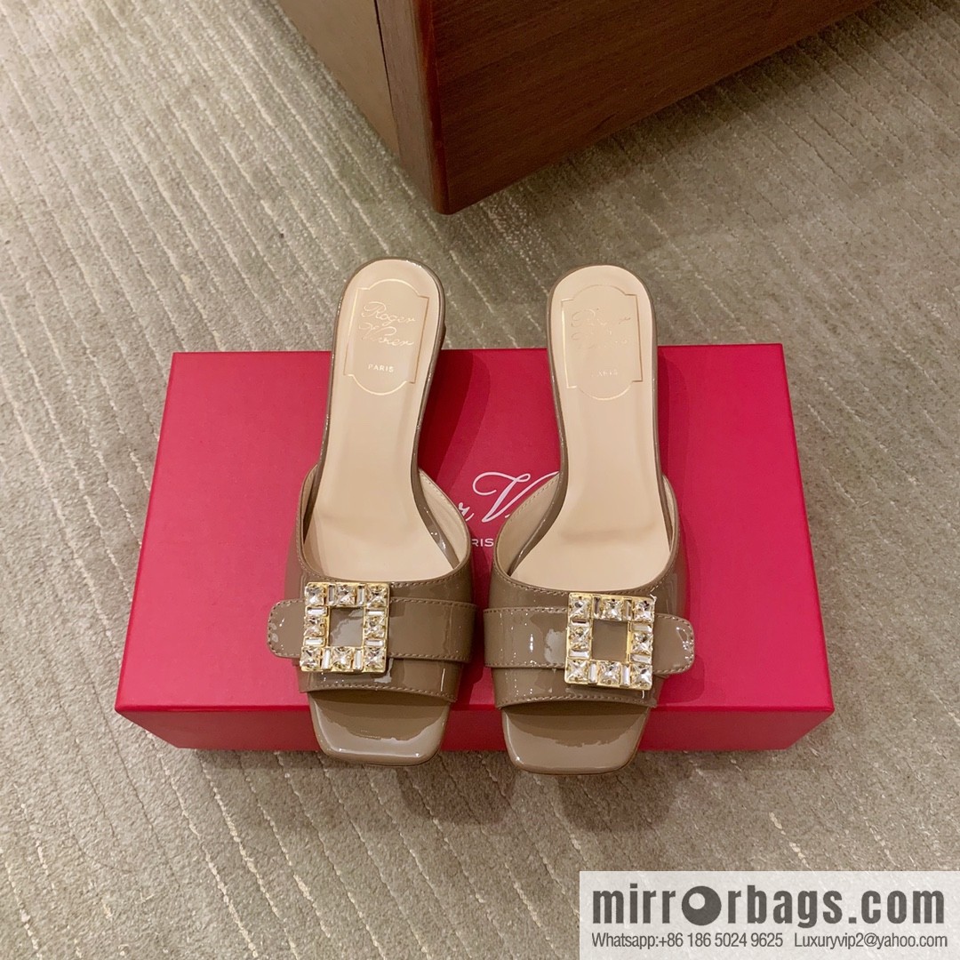 [Roger Vivier purchasing level] Muller sandals Très Vivier series RV diamond buckle Muller thick heel slippers