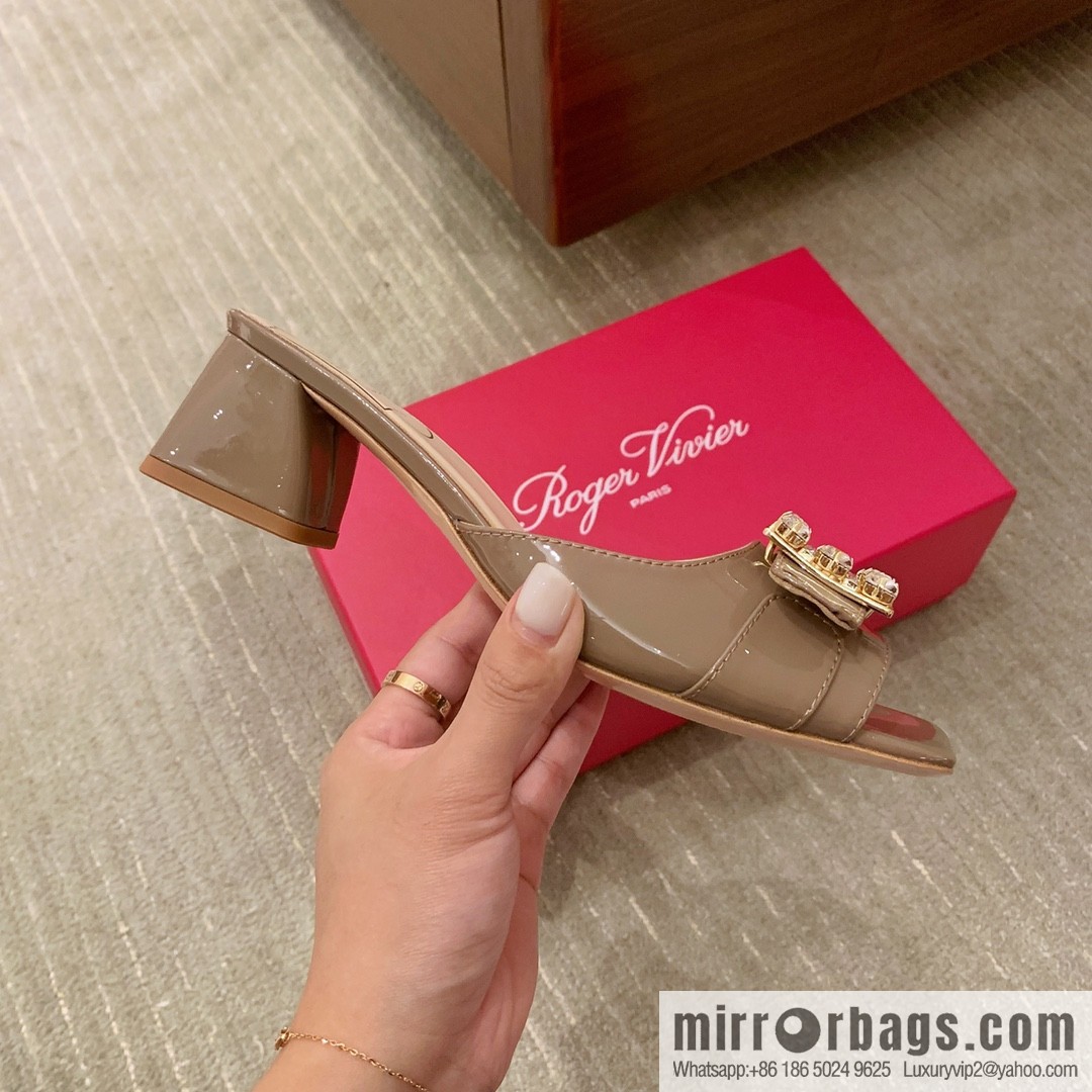 [Roger Vivier purchasing level] Muller sandals Très Vivier series RV diamond buckle Muller thick heel slippers