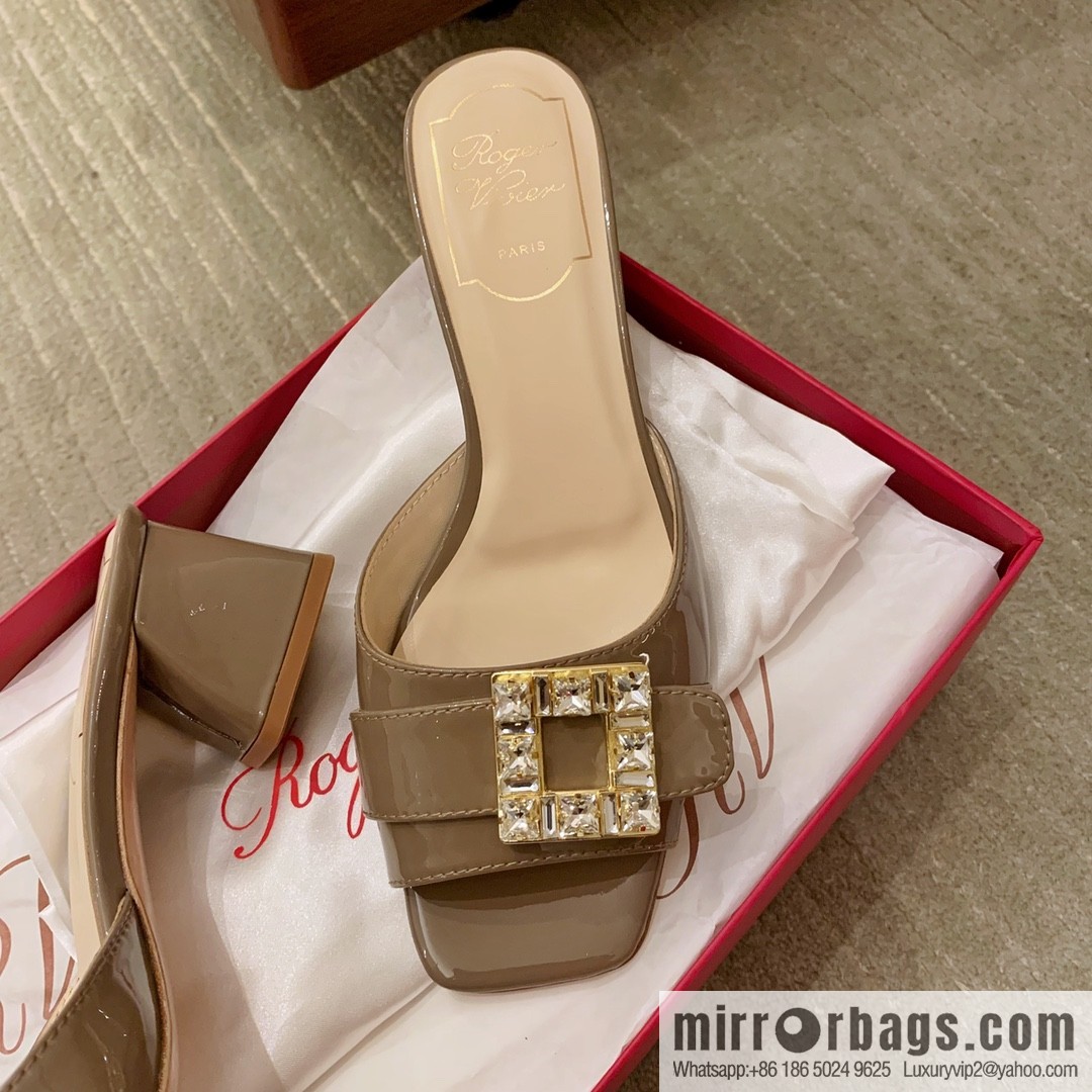 [Roger Vivier purchasing level] Muller sandals Très Vivier series RV diamond buckle Muller thick heel slippers