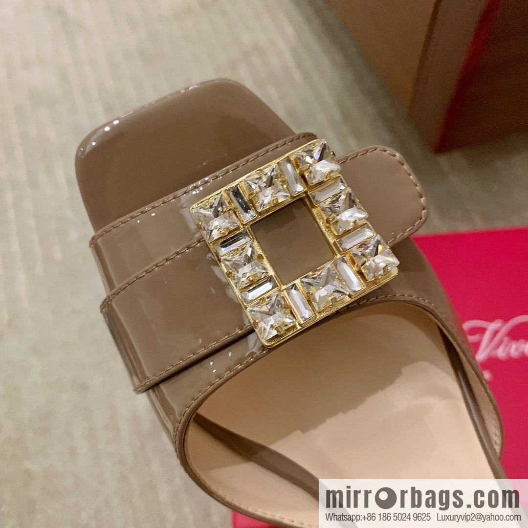 [Roger Vivier purchasing level] Muller sandals Très Vivier series RV diamond buckle Muller thick heel slippers