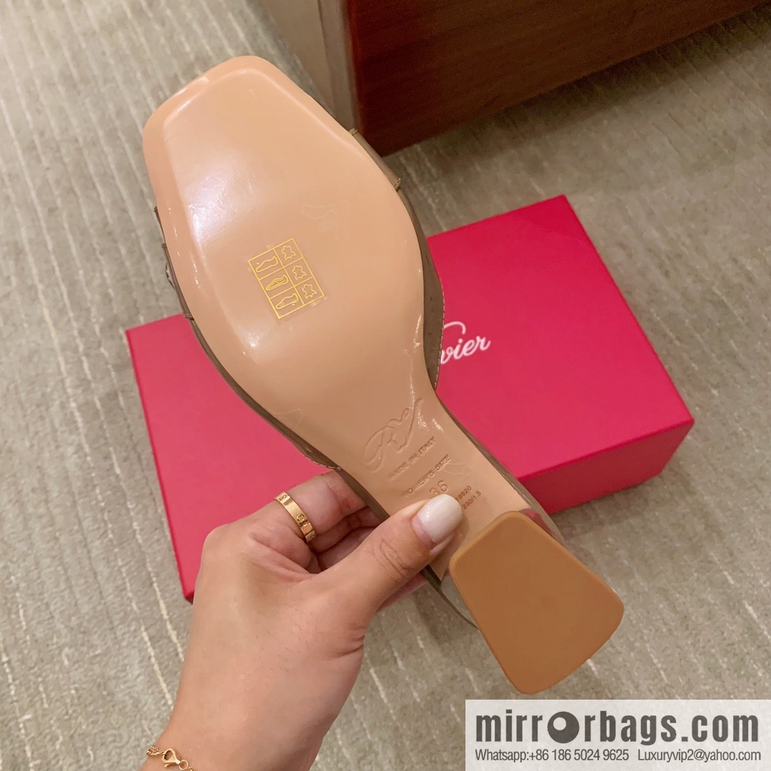 [Roger Vivier purchasing level] Muller sandals Très Vivier series RV diamond buckle Muller thick heel slippers