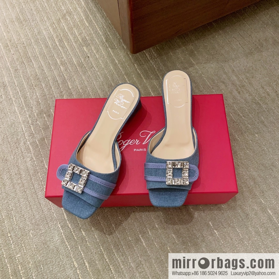[Roger Vivier purchasing level] Muller sandals Très Vivier series RV diamond buckle Muller thick heel slippers